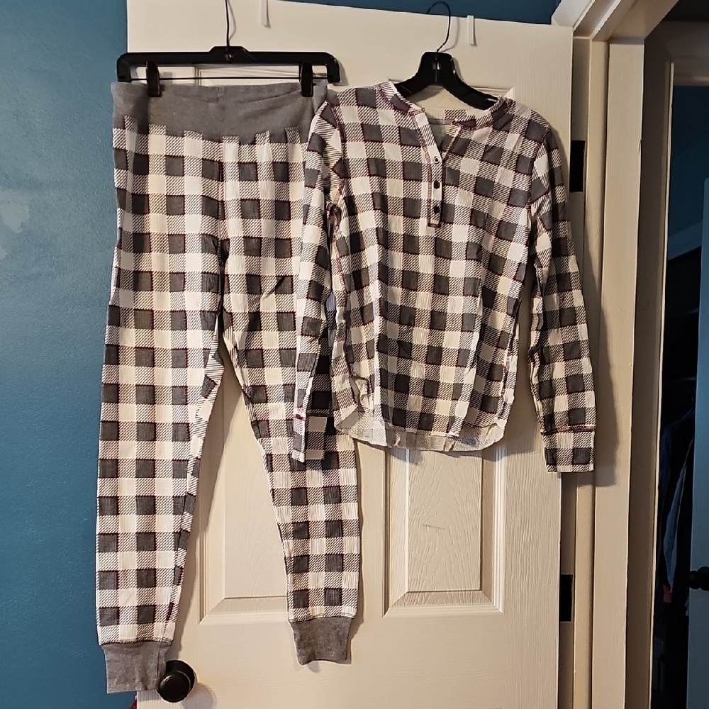 Plaid Kids Pajamas Set - Gray and White